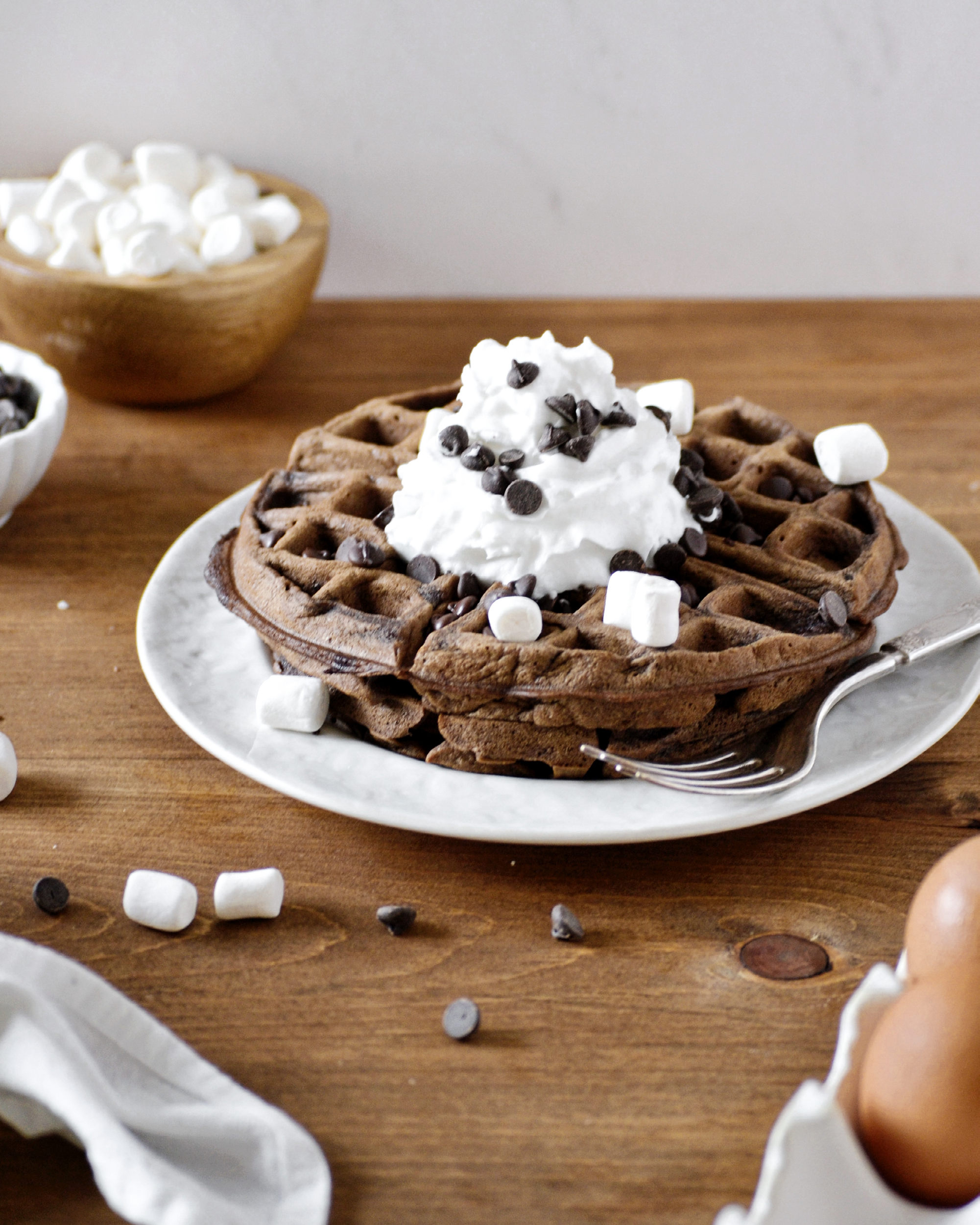 Healthy Hot Chocolate Waffles Kayla S Kitch And Fix