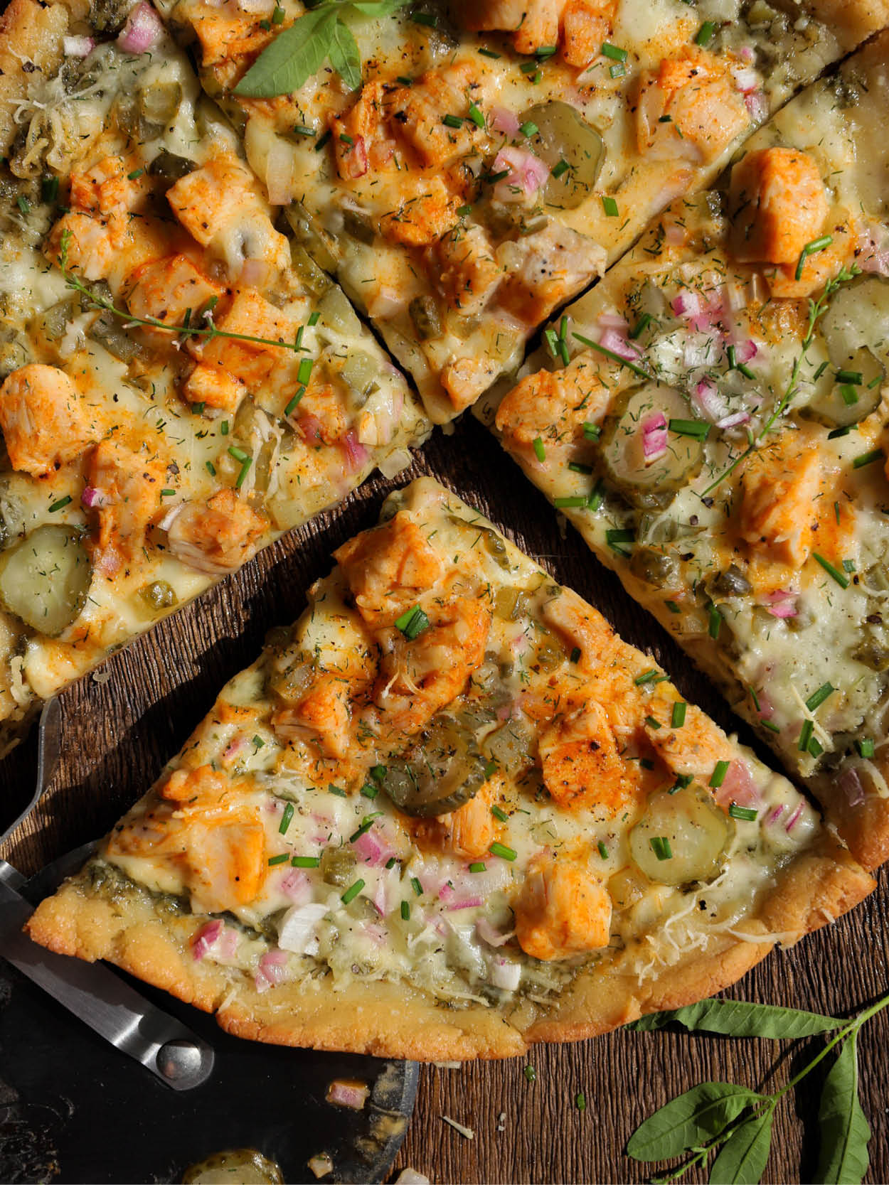 Pickle Ranch Buffalo Chicken Pizza