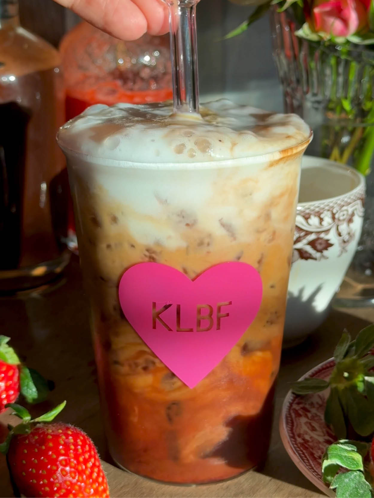 Chocolate Covered Strawberry Iced Latte (GF, DF) - Kayla's Kitch